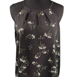 NWT STITCH FIX Papermoon Black Floral Sleeveless Top Medium M Blouse Keyhole